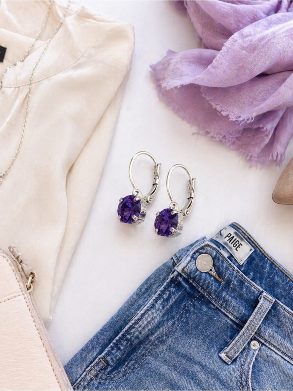 Swarovski Crystal Tanzanite color earrings
